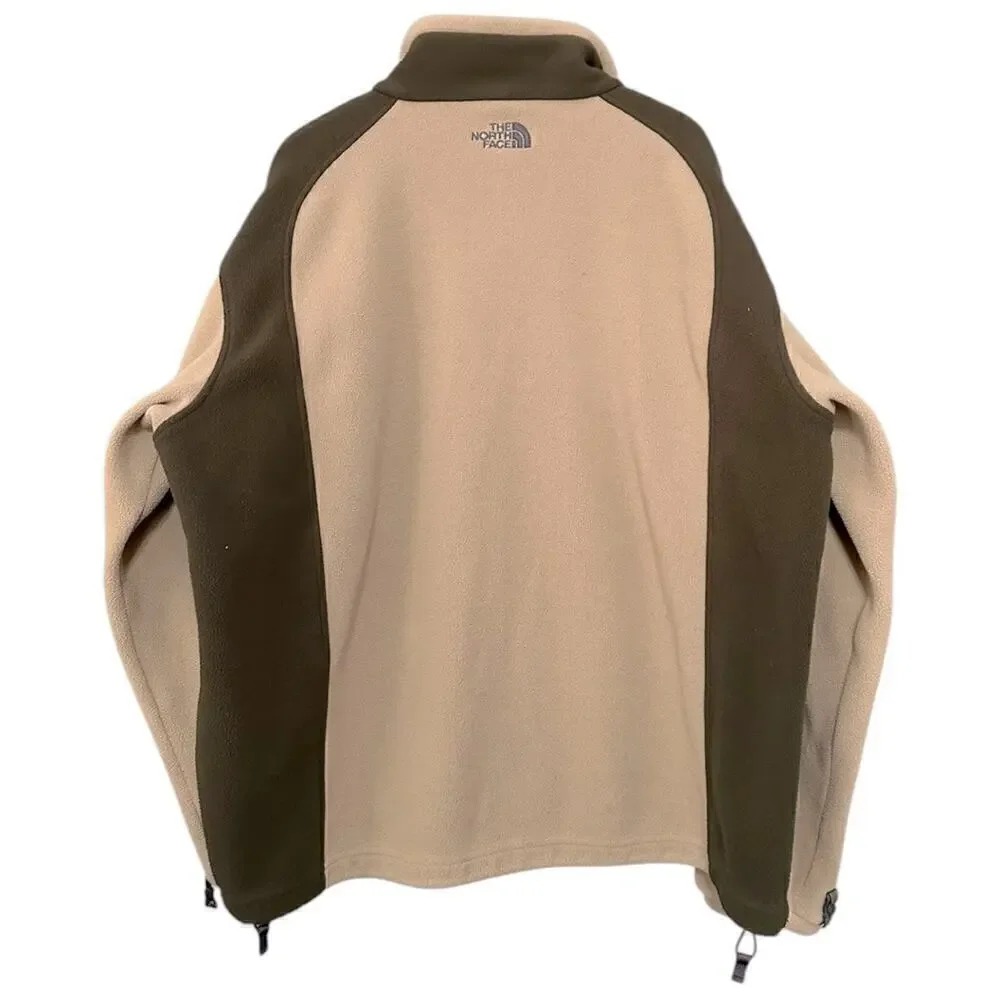 The North Face Men’s Size XL Tan Beige Contrast Gree Fleece Full Zip Jacket